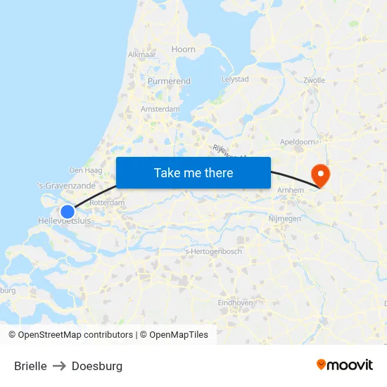 Brielle to Doesburg map
