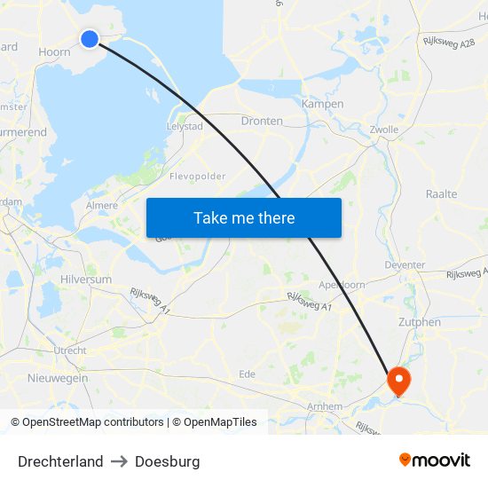 Drechterland to Doesburg map