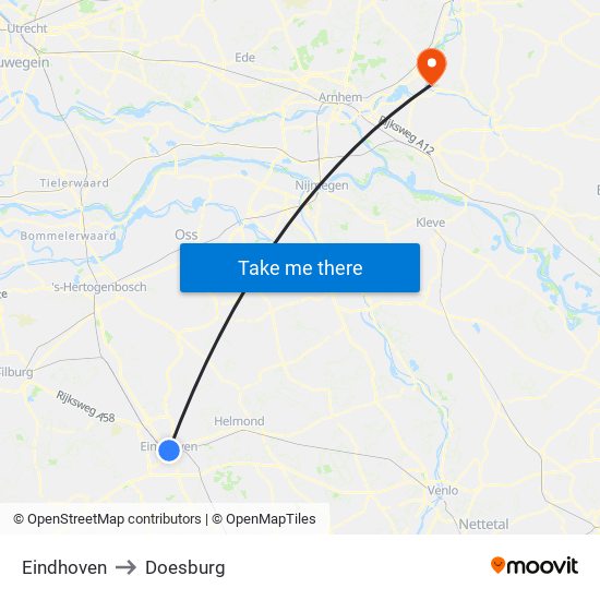 Eindhoven to Doesburg map