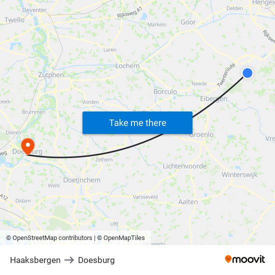 Haaksbergen to Doesburg map