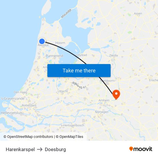 Harenkarspel to Doesburg map