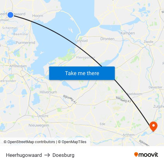 Heerhugowaard to Doesburg map