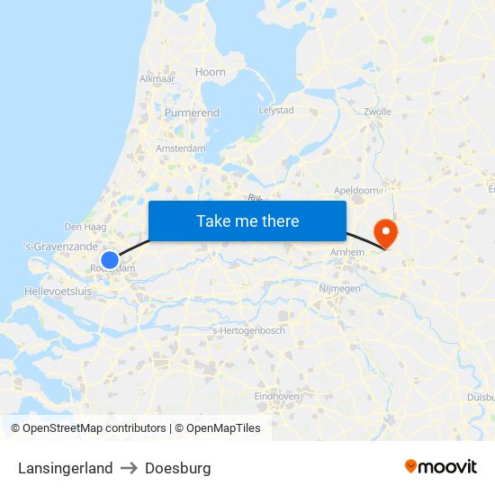 Lansingerland to Doesburg map