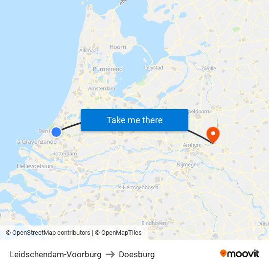 Leidschendam-Voorburg to Doesburg map