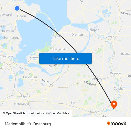 Medemblik to Doesburg map