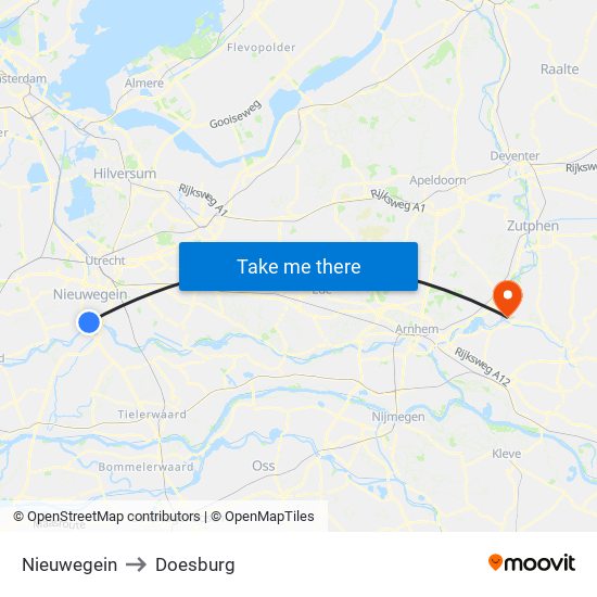 Nieuwegein to Doesburg map