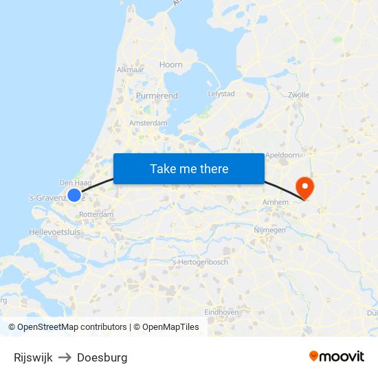 Rijswijk to Doesburg map