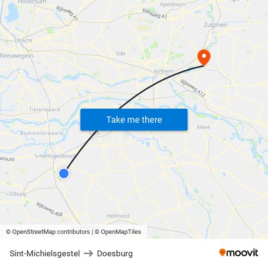 Sint-Michielsgestel to Doesburg map
