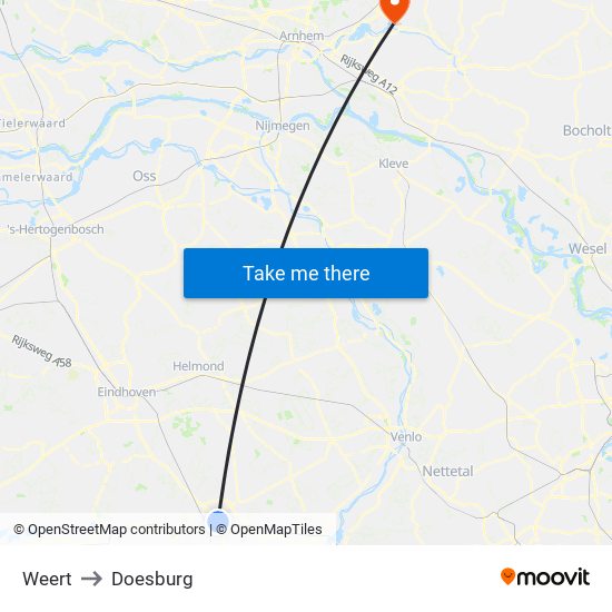 Weert to Doesburg map