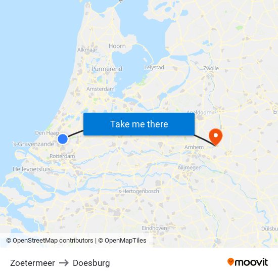 Zoetermeer to Doesburg map