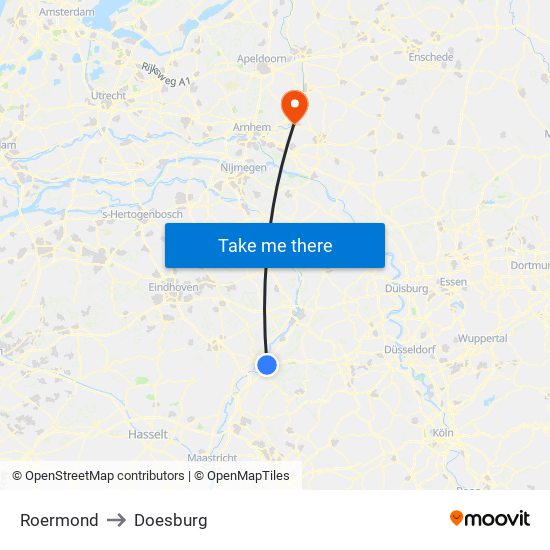 Roermond to Doesburg map