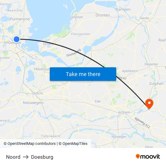 Noord to Doesburg map