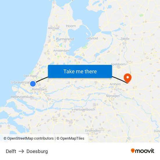 Delft to Doesburg map