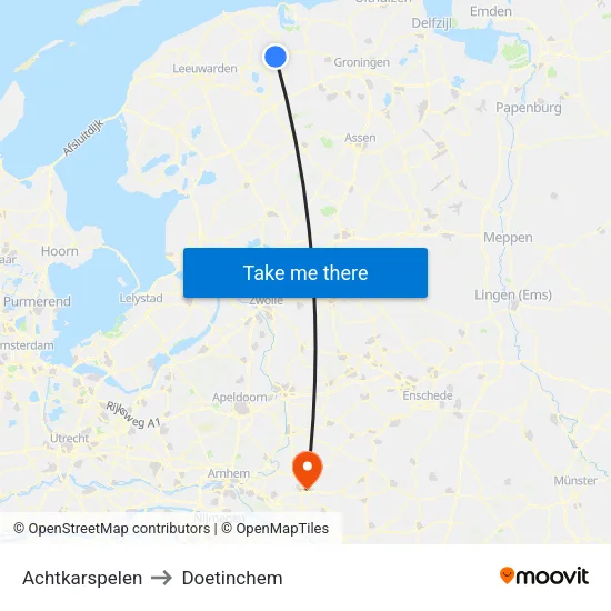 Achtkarspelen to Doetinchem map