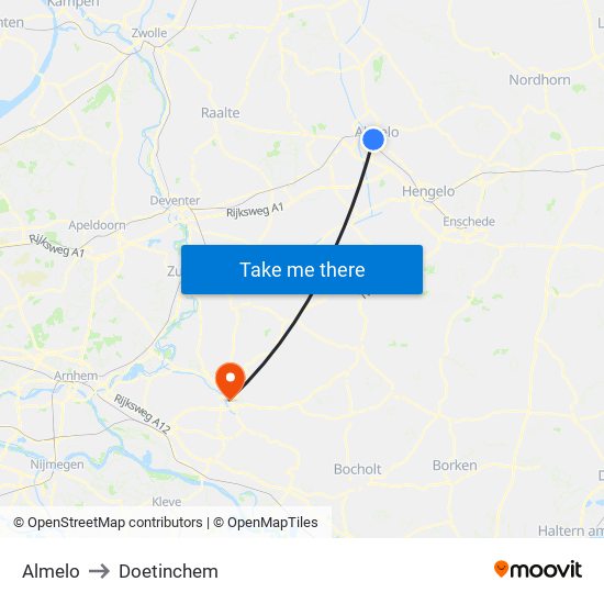 Almelo to Doetinchem map