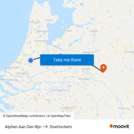 Alphen Aan Den Rijn to Doetinchem map