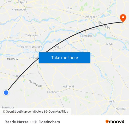 Baarle-Nassau to Doetinchem map