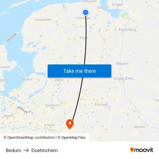 Bedum to Doetinchem map