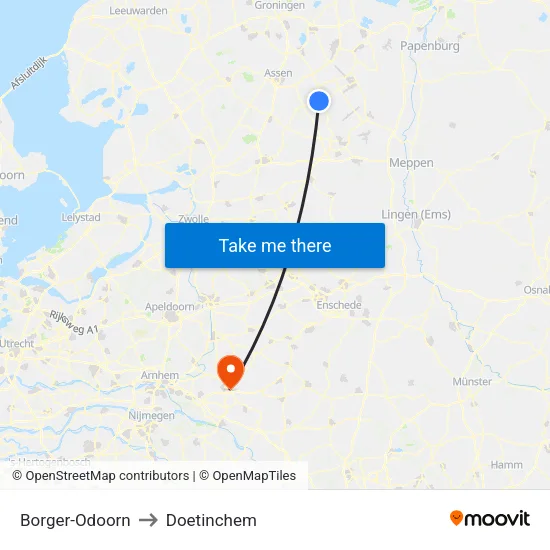Borger-Odoorn to Doetinchem map
