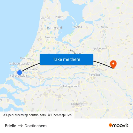Brielle to Doetinchem map