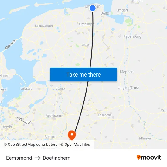 Eemsmond to Doetinchem map