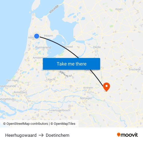 Heerhugowaard to Doetinchem map