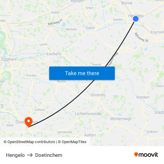 Hengelo to Doetinchem map