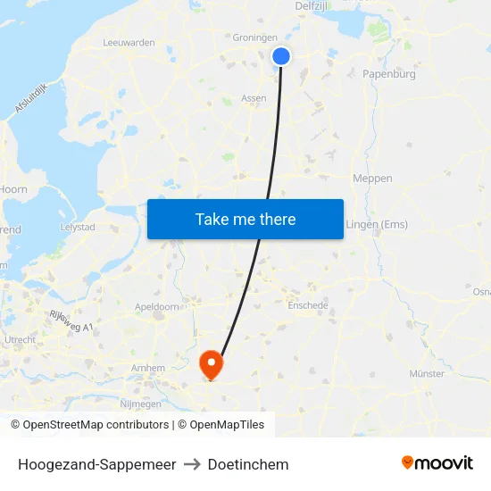 Hoogezand-Sappemeer to Doetinchem map