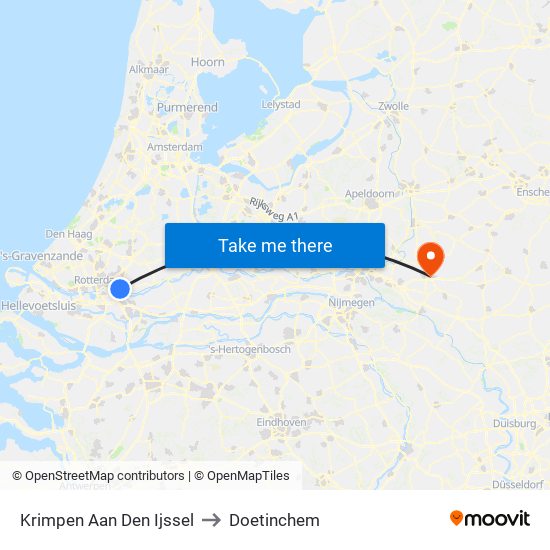 Krimpen Aan Den Ijssel to Doetinchem map