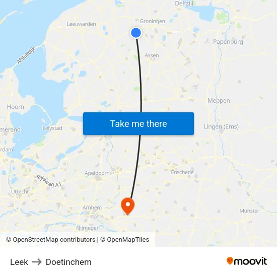 Leek to Doetinchem map