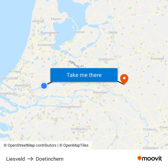 Liesveld to Doetinchem map