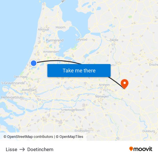 Lisse to Doetinchem map