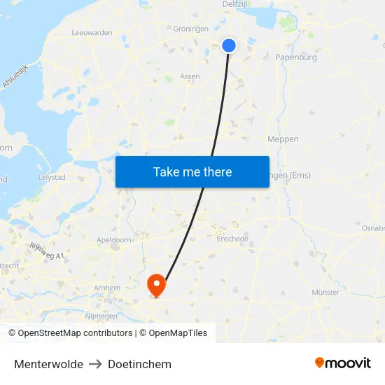 Menterwolde to Doetinchem map
