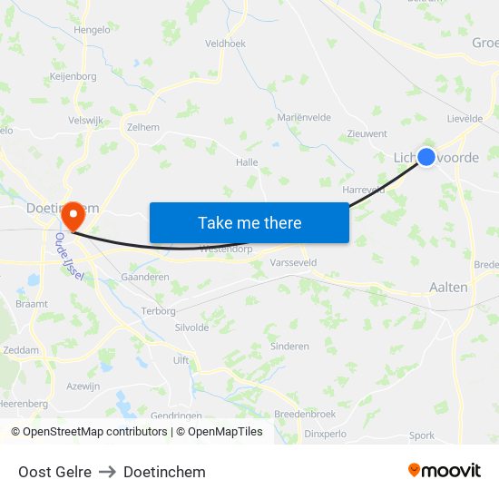 Oost Gelre to Doetinchem map