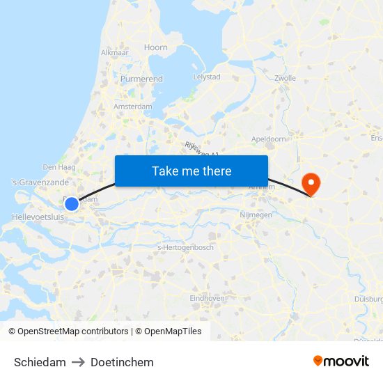 Schiedam to Doetinchem map