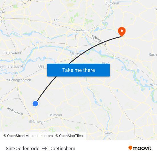 Sint-Oedenrode to Doetinchem map