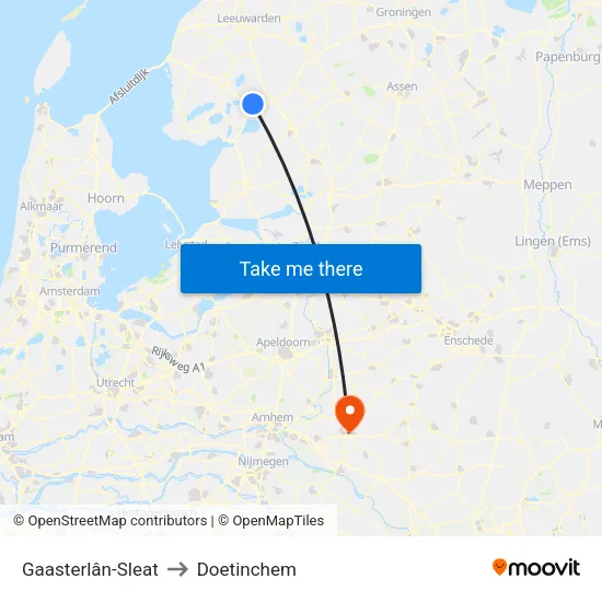 Gaasterlân-Sleat to Doetinchem map