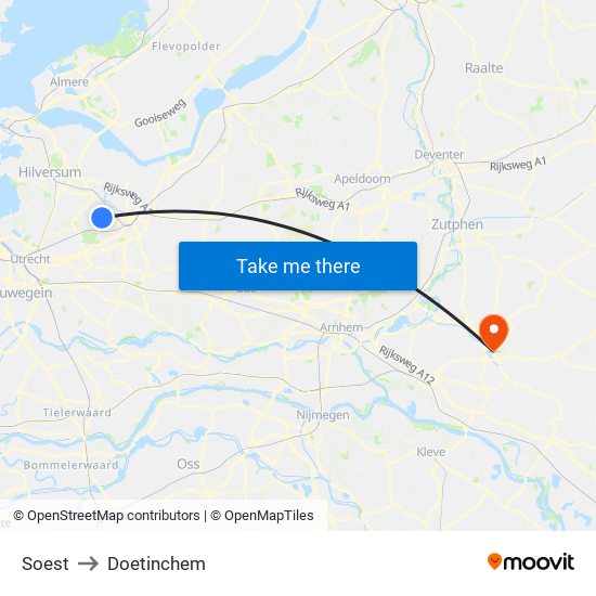 Soest to Doetinchem map