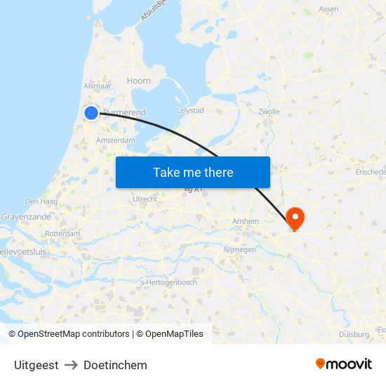 Uitgeest to Doetinchem map