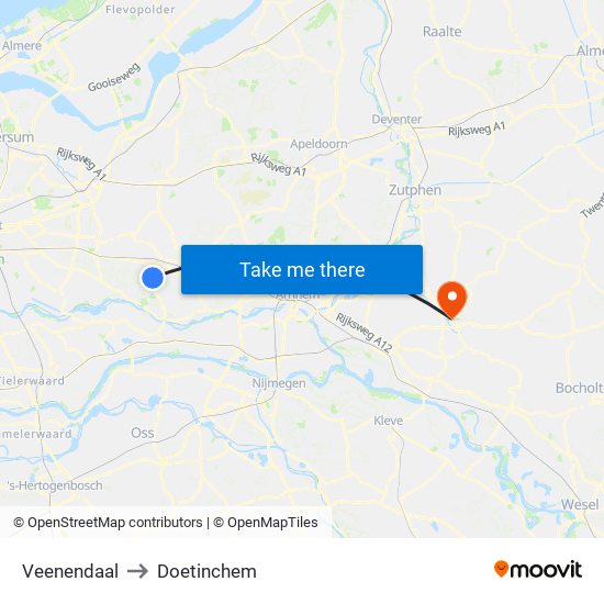 Veenendaal to Doetinchem map