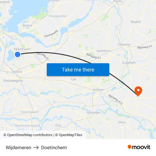 Wijdemeren to Doetinchem map