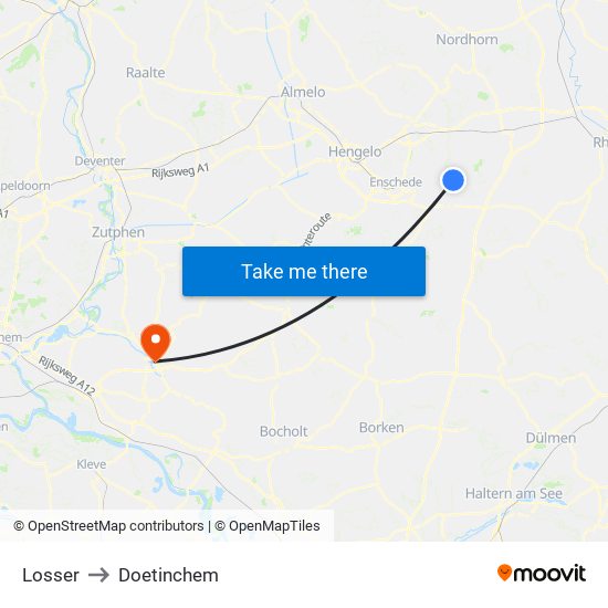 Losser to Doetinchem map