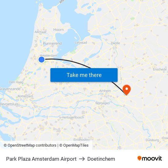 Park Plaza Amsterdam Airport to Doetinchem map