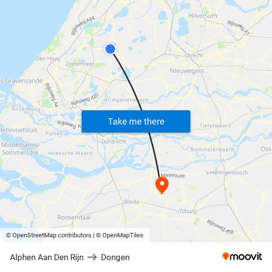 Alphen Aan Den Rijn to Dongen map