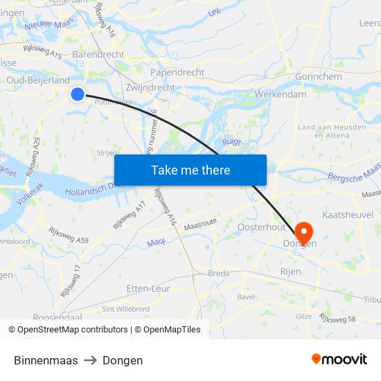 Binnenmaas to Dongen map