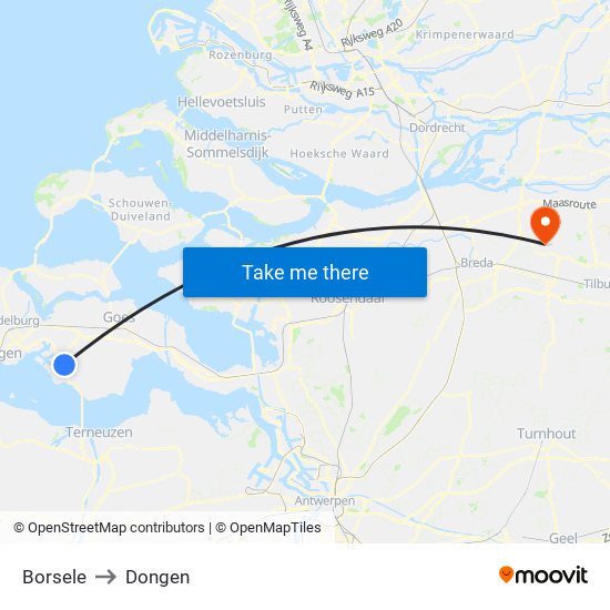 Borsele to Dongen map