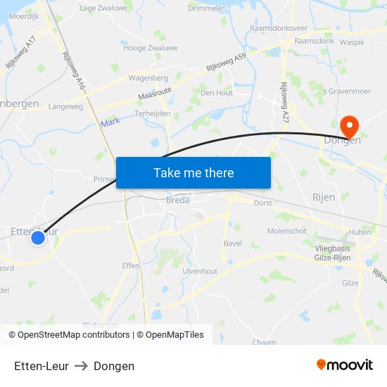 Etten-Leur to Dongen map