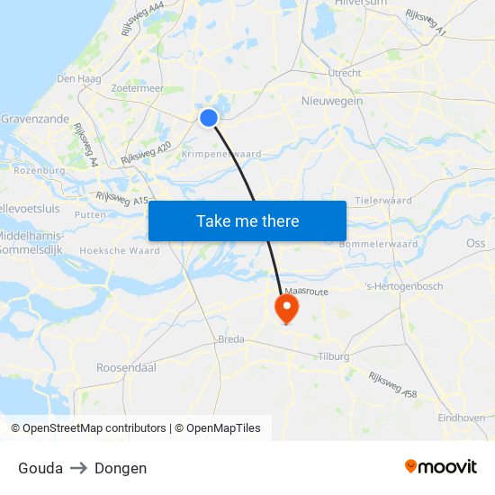 Gouda to Dongen map