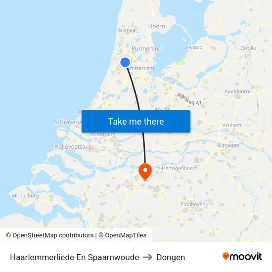 Haarlemmerliede En Spaarnwoude to Dongen map