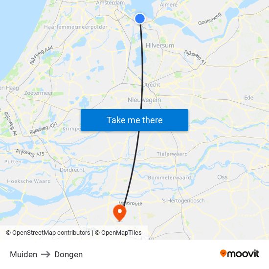 Muiden to Dongen map